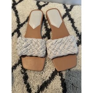 Marc Fischer Woven Slide Sandals Size 10 Ivory